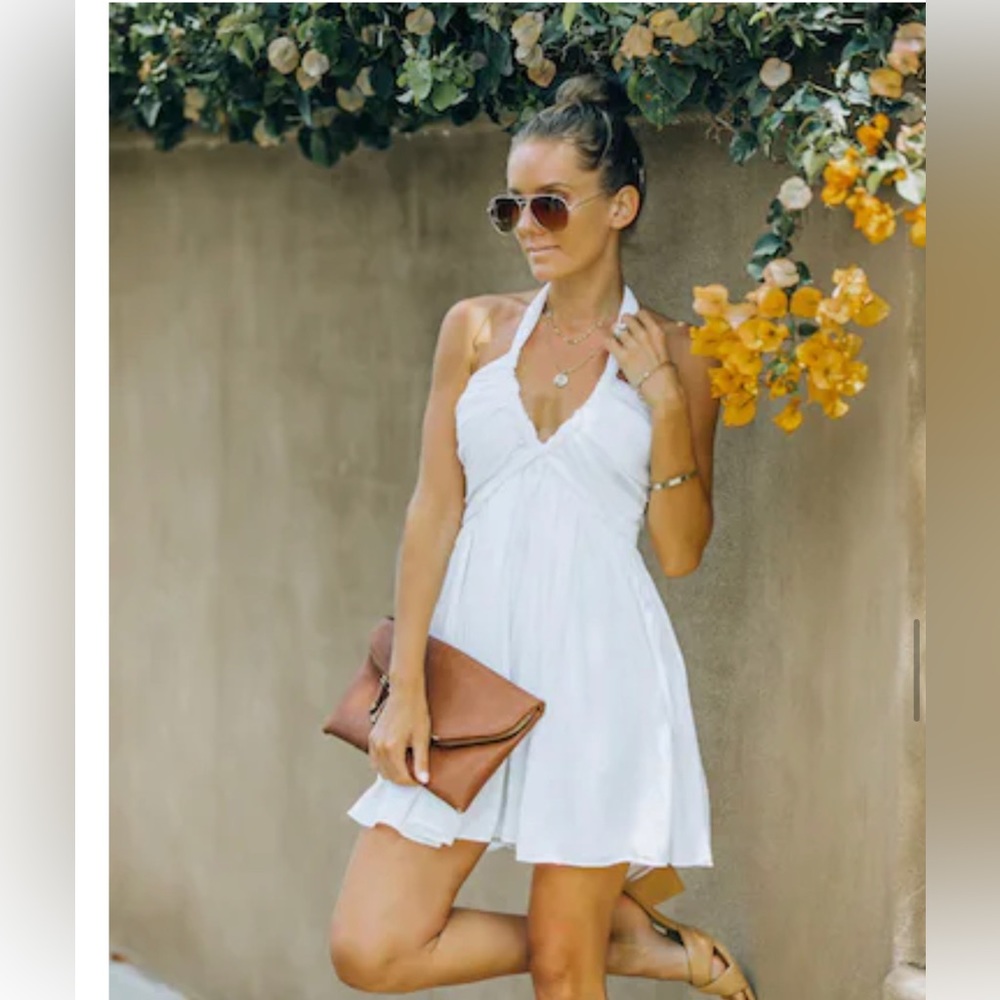 White Halter Dress